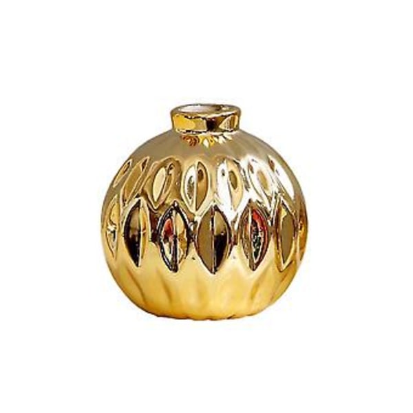Keramisk Liten Vas Liten Blomma Präglad Fiskläppsmönster Hantverk Hemdekorationer (guld)