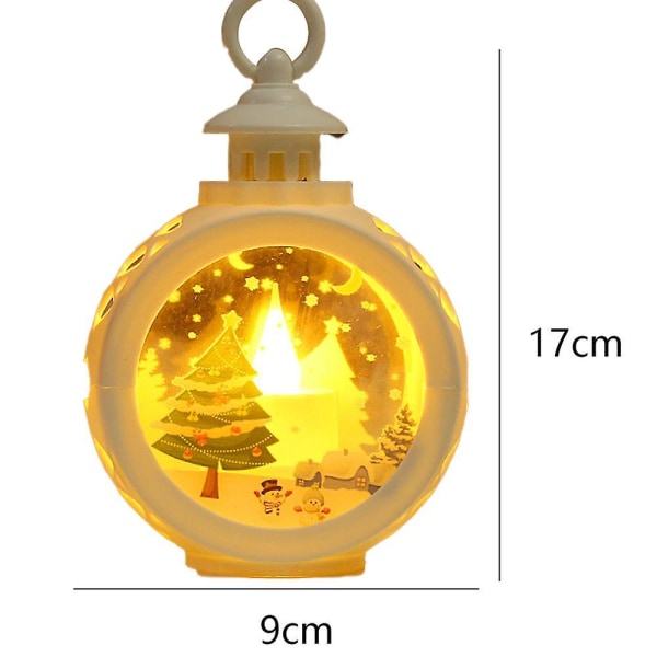 Juledekorasjonsrekvisita Led Liten Rund Lys Bærbar Lykt Gave Vindusdekorasjon Anheng Hvit Juletre