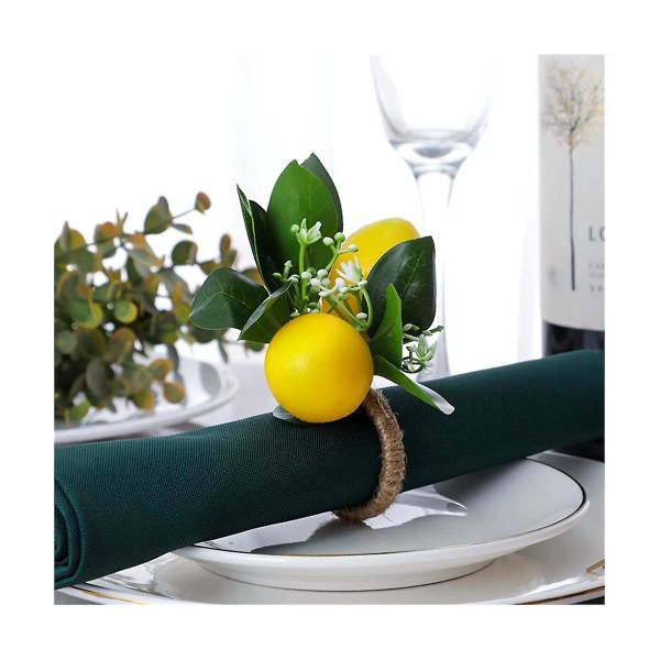 Lemon Napkin Rings 6 Lemon Vine Leaf Napkin Holders For Dining Table Decor Wedding Birthday Christm