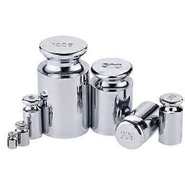 7 stk. Kalibreringsvekter - Kalibreringsvektsett for vekt - Presisjonsvekter for nøyaktige målinger - Inkluderer 1g, 2g, 5g, 10g, 20g, 50g, 100g
