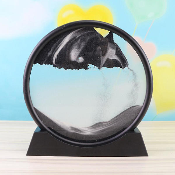 Flydende Sand Art Billede Rundt Glas 3d Sandscape I Bevægelse Display