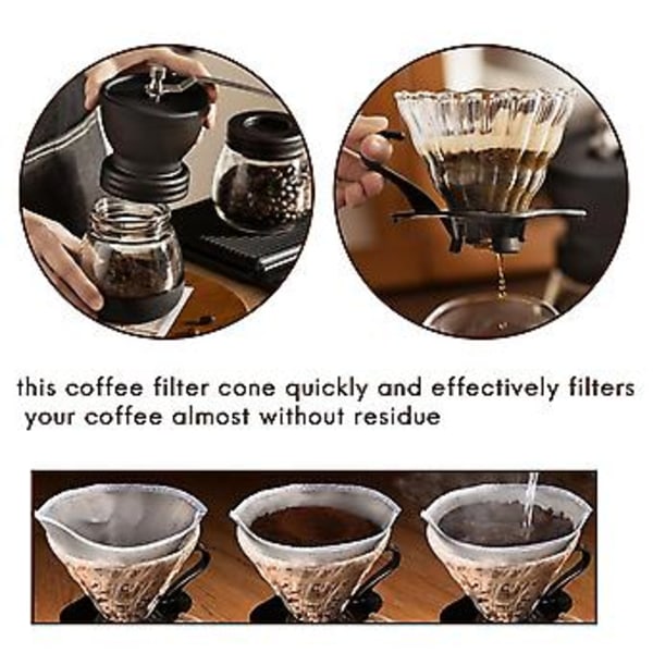 Genanvendeligt Hæld-Over Kaffefilter Rustfrit Stål Finmasket Kaffefilter Drypkegle Papirløs Univer