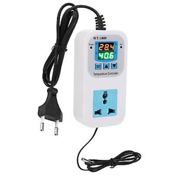 Temperaturkontroller Digital Dubbel Display Elektronisk Kontrolluttag 10A WT‑1009 110‑220V EU-kontakt