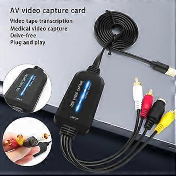 USB 2.0 Video Capture Card VHS VCR TV til Digital Konverter Støtte Win 7/8/10