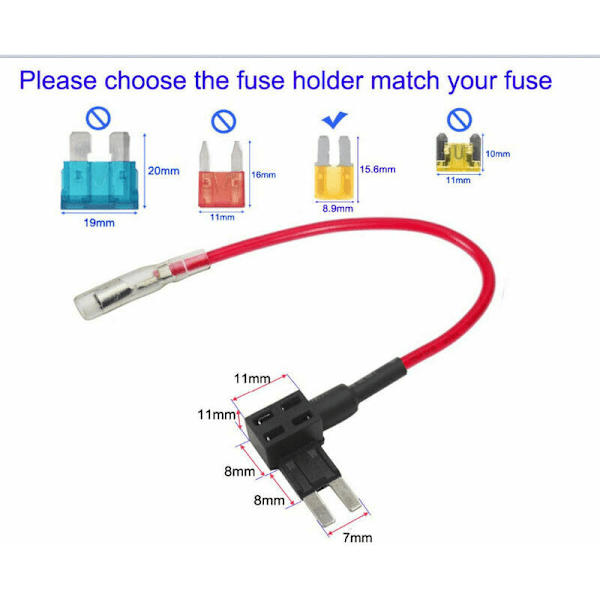 4 stk. 12V 24V Mikro 2 Sikringsholder, Bladsikringholder Adapter, med 6 stk. 5A 10A 15A Bladsikring og 1 stk. Sikringstrækker