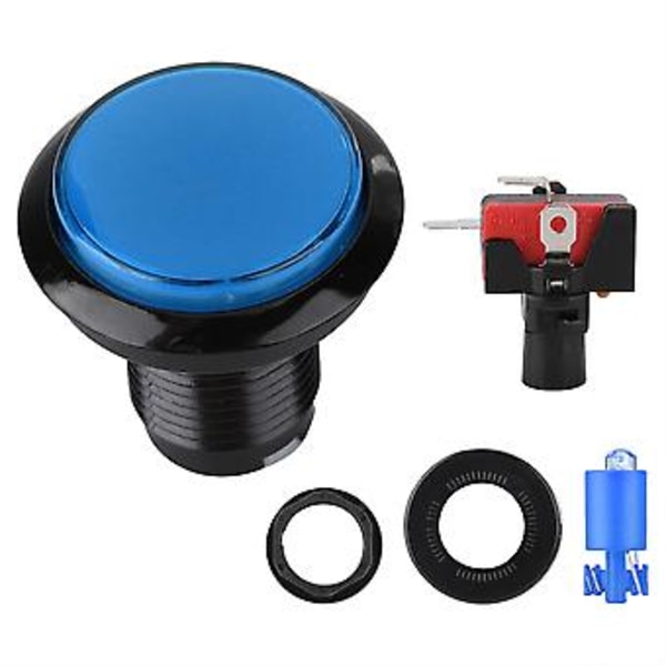 Rund LED-lampa Belyst Stor Knapp Till Arkadmaskin Spel DIY Del (blå)