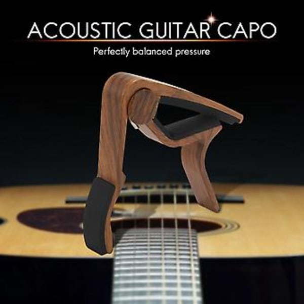 Gitarr Capo Inkluderar Plektrum av Äkta Trä (2) Set För Akustisk Gitarr, Elgitarr Snabbt Byte För