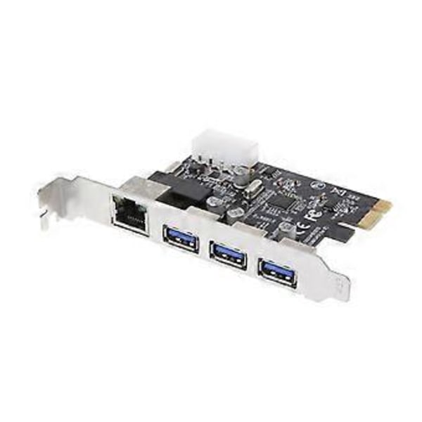 PCI-E till USB 3.0 4-Port(4 USB3.0 +1 RJ45 Expansionskort PCI E USB Adapterkort