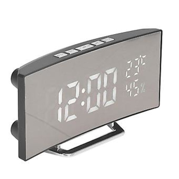 Vit LED Digital Klocka - 3 Ljusstyrkenivåer, Snooze, USB-Batteri, Temperatur & Luftfuktighet