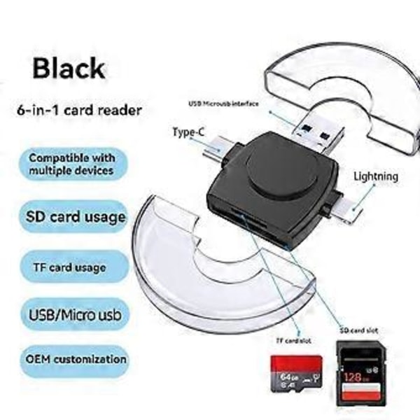 Universal Kortleser Multi-Funksjon TF SD Kortleser Adapter for Telefon PC Datamaskin Laptop Universal Svart