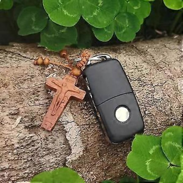 Jeesus Risti Avaimenperä Puinen Riipus Avaimenperä Laukku Koriste Yksinkertainen Auton Avaimenperä
