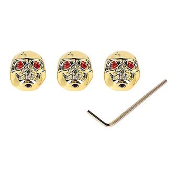 3 st Elektrisk Gitarr Skalle Knoppar Metall Volym Ton Huvudlock Bas Ersättningsdel GD305 Guld