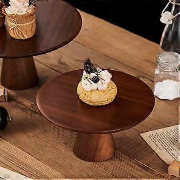 Elegant Tårtfat i Trä - Högt Fotat Dessertfat för Tårtor, Muffins och Bakverk Perfekt för Bröllop