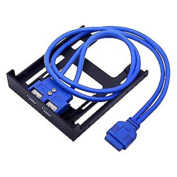 2 Portar USB 3.0 Frontpanel Diskettenhetsfack 20 Pin USB3.0 Hub Expansionskabel Adapter Plastfäste