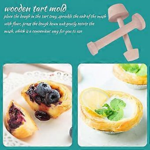 2 Stykker Tre Tart Tamper Sett Tart Pan Treformer Egg Tart Tamper Bakverk Verktøy Tart Tamper DIY Kake Bakverk Verktøy