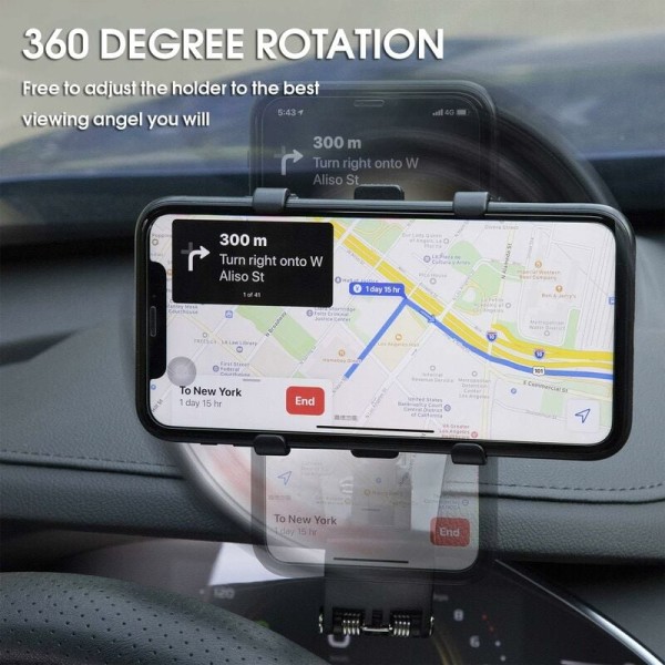 Auton puhelinteline 360 asteen kierto, kojelaudan matkapuhelintelineet Auton puhelinteline GPS:lle ja 4-7 tuuman älypuhelimille (musta)