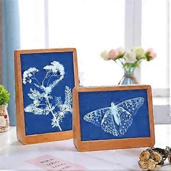 Soltryckspapperskit, 100 ark Cyanotyppapper med 4 ark Akrylpanel, A5 Solkonstpapper, Solartstryckpapper