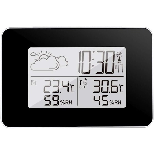 Wireless Weather Station, Indoor Outdoor Thermometer Hygrometer with Outdoor Sensor LCD Display Digital Temperature Humidity Monitor with Backlight