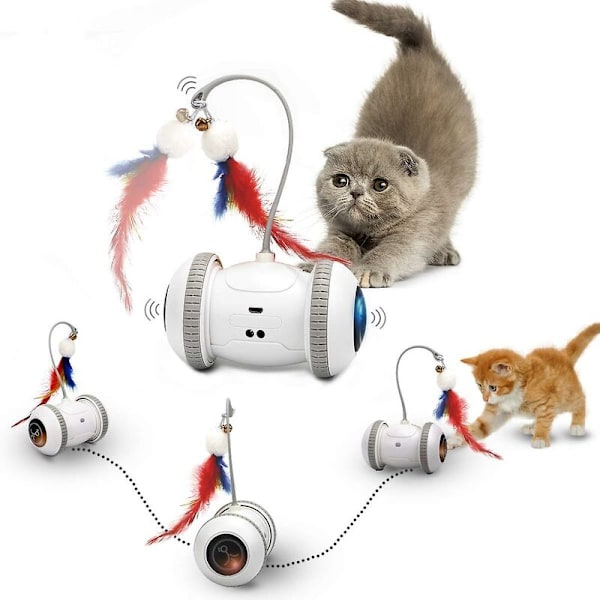 Automatisk sensor katt leksaker interaktiv smart robot elektronisk fjäder teaser självspelande usb laddningsbar kattunge leksaker för husdjur