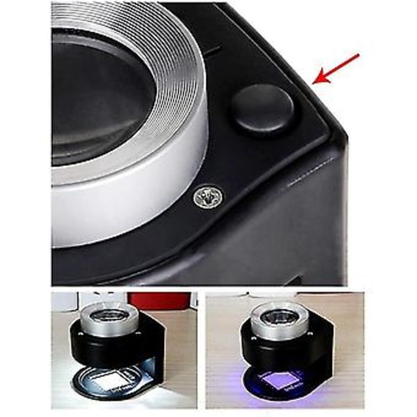 30x Skrivebordsforstørrelsesglas med 3 LED Mini Håndholdt Belyst Forstørrelsesglas Dobbelt Optisk Glas