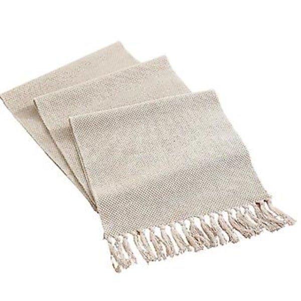 Flätad Bordslöpare för Soffbord i Bondgårdsstil, Beige Vävd Bordslöpare