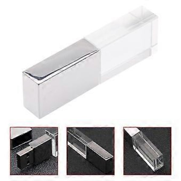 Läpinäkyvä LED Metallinen USB-muistitikku 32gb USB-muistitikku 16gb