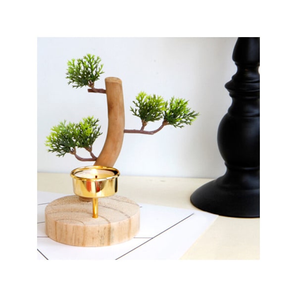 Landlig stil naturlige træ falske træ bonsai lysestage lysestage nordisk stil boligindretning