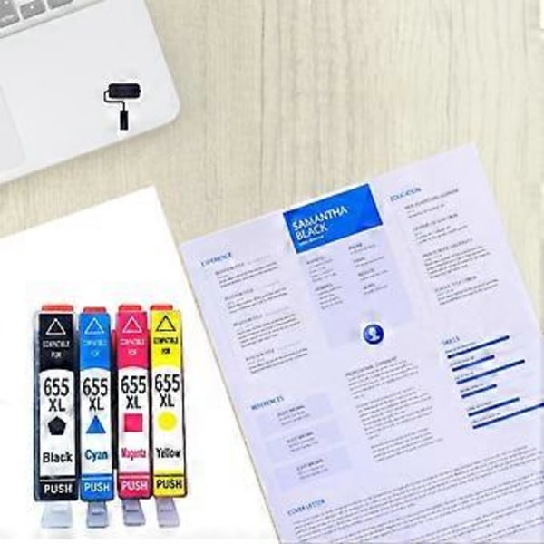 655 655XL täysi mustekasetti sirulla, yhteensopiva HP655 Deskjet 3525 5525 4615 4625 4525 6520 -tulostimien kanssa, uudelleentäytettävä
