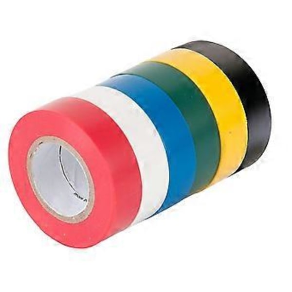 6-osainen sekoitusväri sähköeristysteippi, 16 mm x 15 m, yhteensä 90 metriä