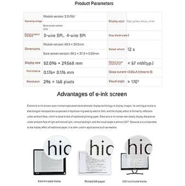 Waveshare 2,36 tuuman E-paper E-ink -näyttömoduuli A