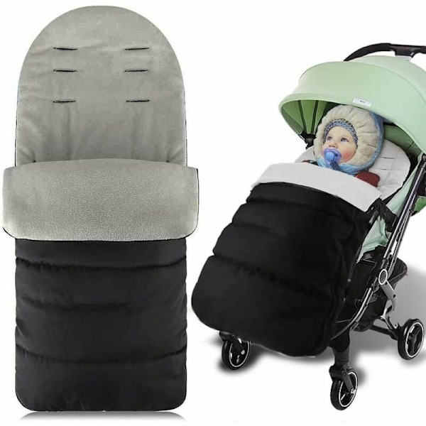 Universal 3 in 1 Baby Stroller Sleeping Bag Annex Mat Footmuff Cover Stroller Bunting Bag Waterproof Windproof Cold-Proof Detachable (Gray)