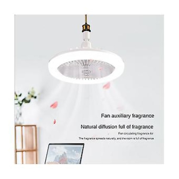 Kattotuuletin Kaukosäätimellä ja 30W LED-lampulla Hiljainen Kattotuuletin E27 Muunnin B