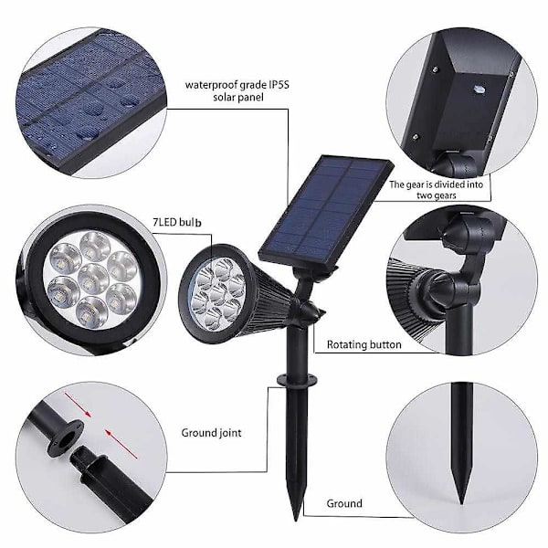Led solcells trädgårdslampa strålkastare automatisk ändring 7 färger solcellslampa utomhus för gård uteplats gräsmatta belysning vattentät 1 st