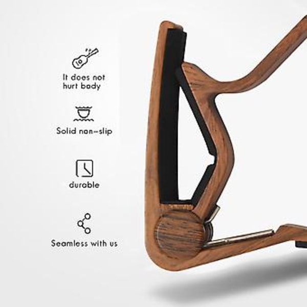 Gitarr Capo Inkluderar Plektrum av Äkta Trä (2) Set För Akustisk Gitarr, Elgitarr Snabbt Byte För