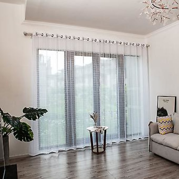 Polyester Vindue Tyl Voile Gardin Soveværelse Stue Indretning (Hvid)
