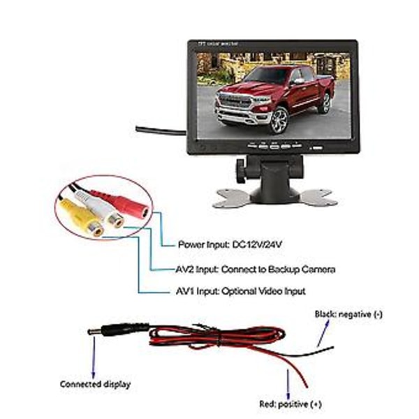 12v-24v 7 Tum Tft Lcd Färg Hd Monitor För Bil Lastbil Cctv Backkamera