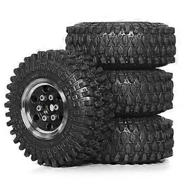 4 stk. 55 mm 1,0 tommer Metal Beadlock Hjul Dæk til 1/18 1/24 RC Crawler Bil TRX4M SCX24 Opgraderingsdele Tilbehør Sort