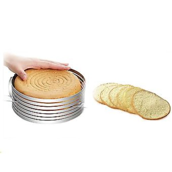 16-20cm Justerbar Tårtring i Rostfritt Stål Teleskopisk Tårtskärare Kit Mousseform Skivning DIY Bakverktyg