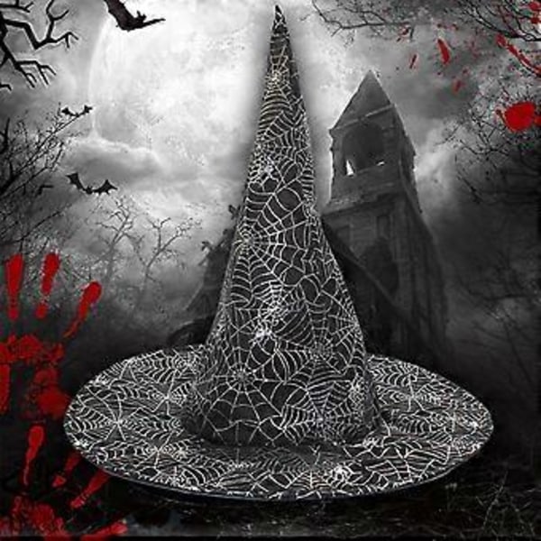 Halloweenhatt Bärbar Tyg Skräckinjagande Spindelnät Häxhatt För Maskerad