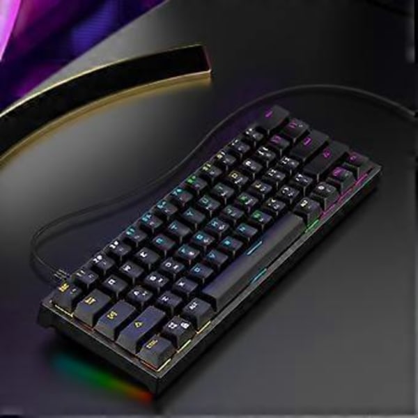 Trådbundet Mekaniskt Gamingtangentbord 61 Tangenter Mini RGB Bakgrundsbelyst Ljusstark Kristallbas Tangentbord med Hot Swap Switch för Gamers