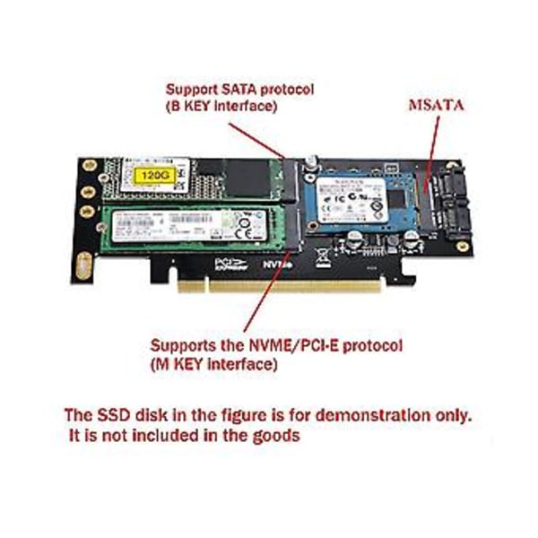 3 I 1 Bordcomputer Riser Pcie X16 Til M.2 M Key Nvme Ssd+m.2 B Key Sata Ssd+msata Ssd Adap