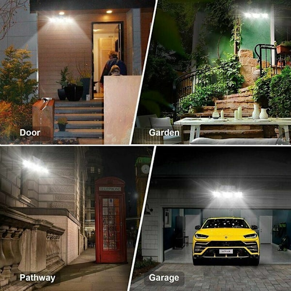 Utomhus solcellslampa, (2-pack) 74 LED, vattentät IP65, 360 ° vidvinkelbelysning, solcellslampa med rörelsesensor, för trädgård, entré