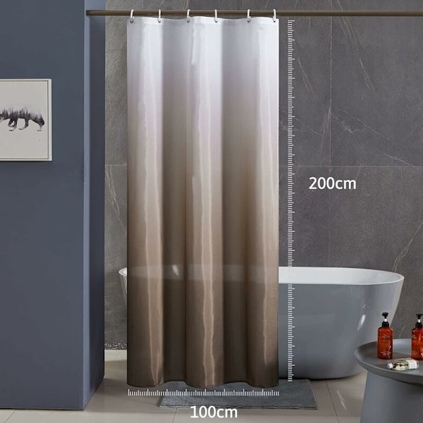 Duschdraperi Vattentät Polyester Textil Badrumsgardin 100x200cm Mögelbeständig Gradient Brun