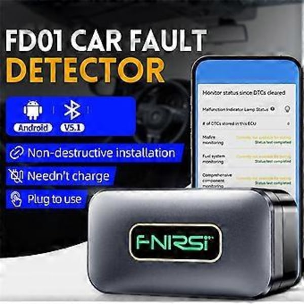 FD10 OBD2 Bilscanner Felkodsläsare Rensa Fel OBD Diagnostikverktyg för IOS Android Bluetooth 5.1 Kontrollera Motorlampa