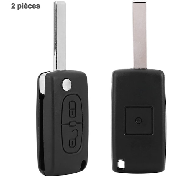 2 knapper nøgleskal kompatibel CE0523 folde-flip nøgle til Peugeot 207 307 308 407 408 3008 5008 Citroen C2 C3 C4 C5 C6 C8 (2 knapper, CE0523)