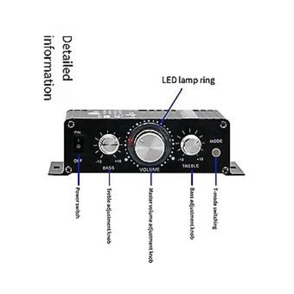 2-kanals 30W Bil Digital Tand O Forstærker 12V Hifi Mini Hjemme O Forstærker