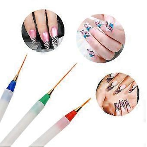 Nagelkonst Pensel Liner Dotting Fläkt Design Akryl Builder Platt Kristall Målning Ritning Snideri Penna Uv Gel Manikyr Tips Design