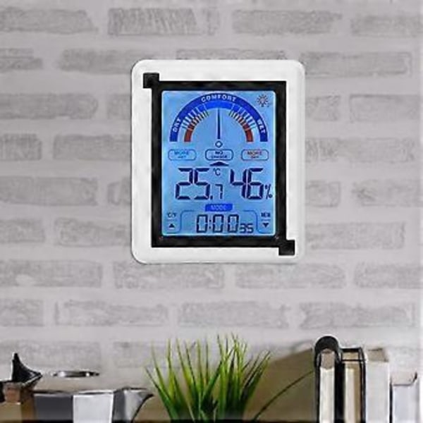LCD Touch Screen Väderklocka Digital Temperatur Luftfuktighetsmätare Termometer Hygrometer