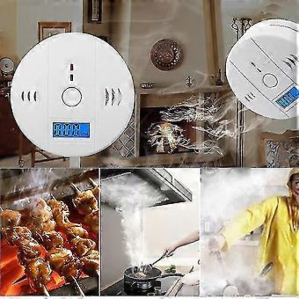 Kolmonoxidvarnare för hushållsbruk Batteridriven Hög Känslighet LCD CO-larm