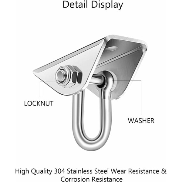 Hængekøje loftskrog sving kroge med sekskantskruer og dyvler egnet til træ- eller betonvæg til hængestol boksepose yogareb osv.